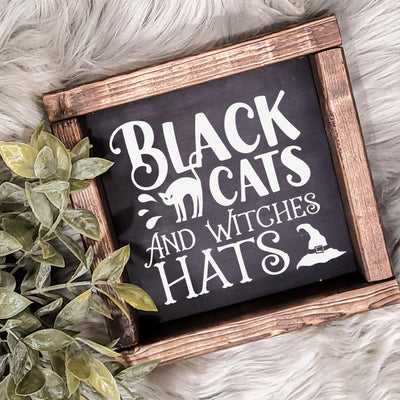 Black Cats Halloween Wood Sign