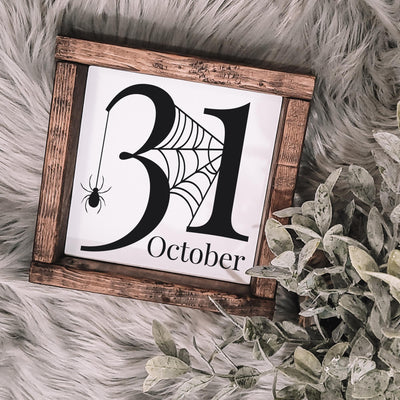October 31 Halloween Wood Sign
