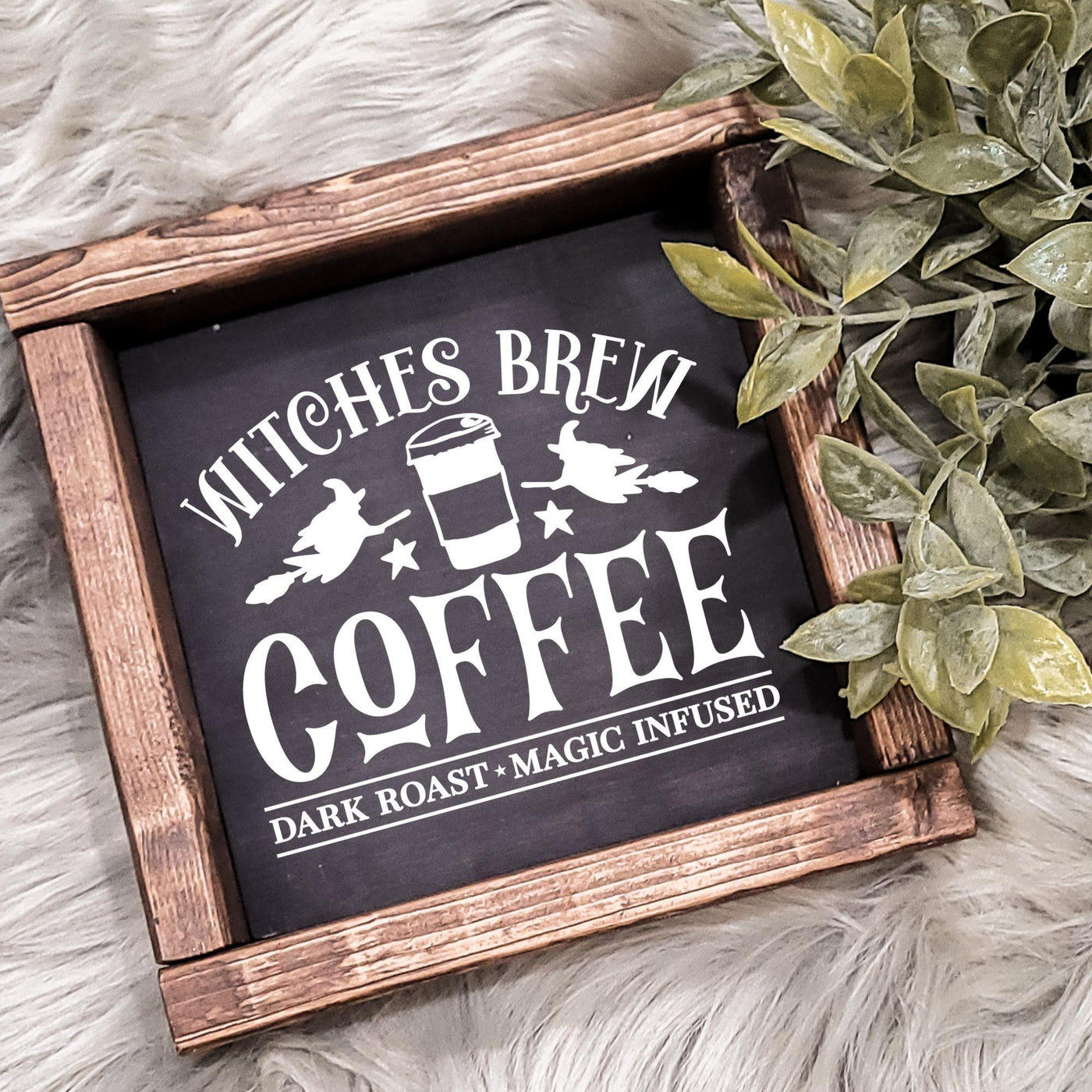 Witches Brew Coffee Halloween Wood Sign